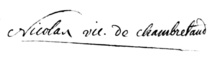 Signature de l'Abbé Nicolas