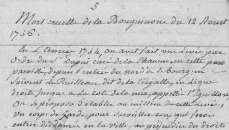 Extrait du manuscrit de Collinet pour l'année 1756