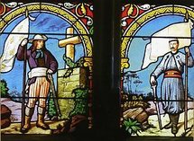 Le Vendéen de 93 et le Zouave, vitrail de La Chapelle-Aubry