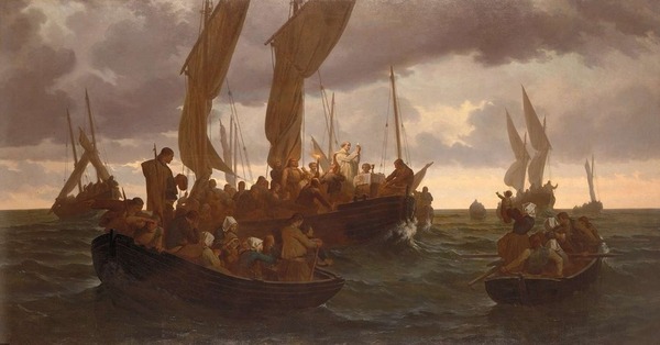 Une messe en mer, 1793, par Louis Duveau (1864)