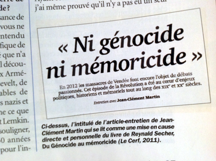 Reynald Secher et les attaques de Jean-Clément Martin : Secher fait le point dans le dernier N° de la NRH