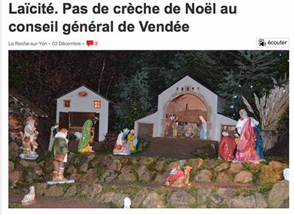 La crèche est installée chaque année dans le hall du conseil général. Pour le tribunal administratif, elle met à mal "la neutralité du service public".