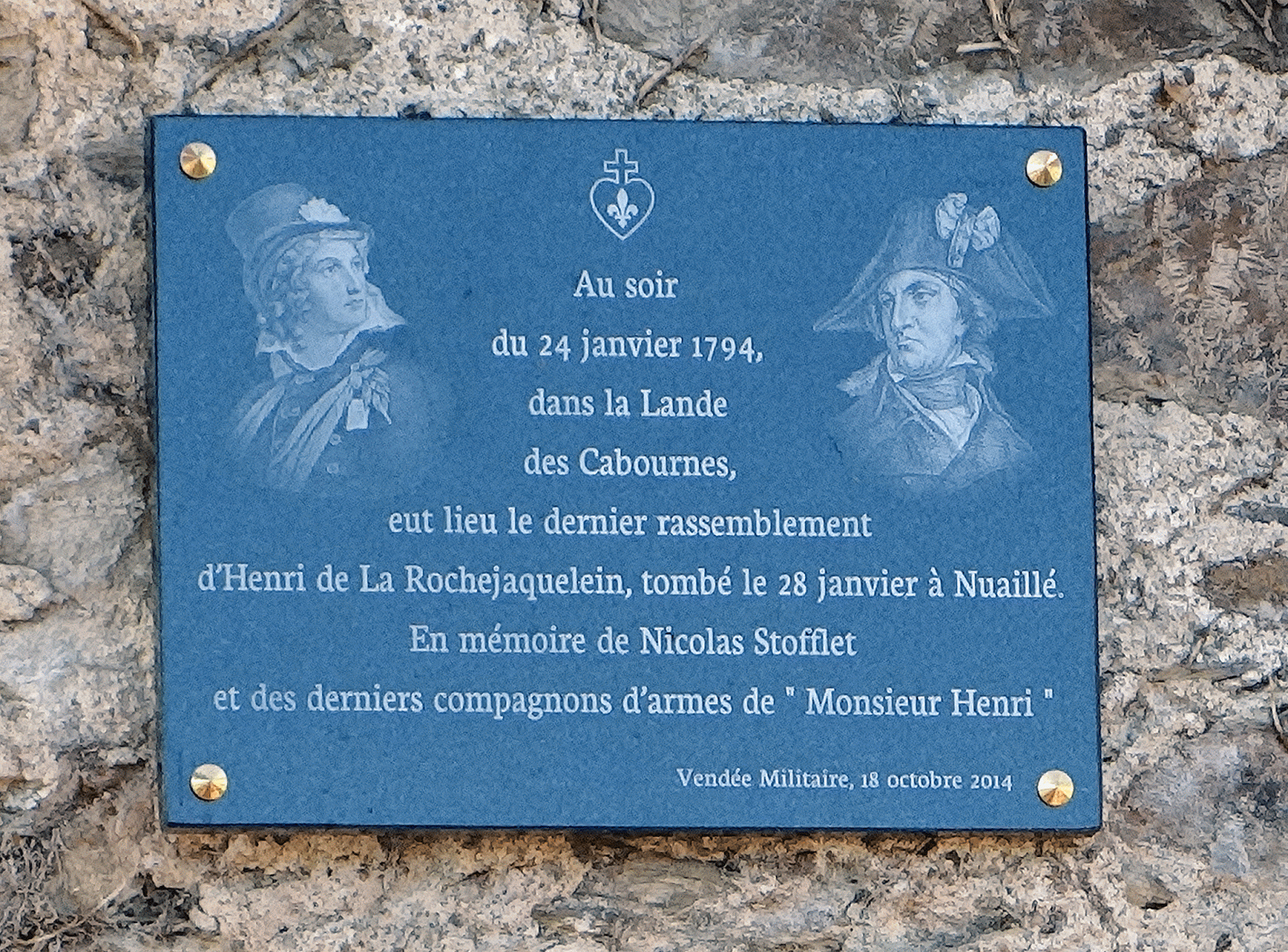 Plaque offerte par la Vendée Militaire au Moulin-à-Vent